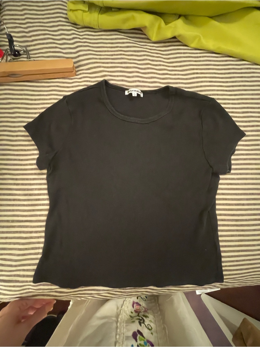 Reformation Muse Black Short-Sleeve Ribbed Tee